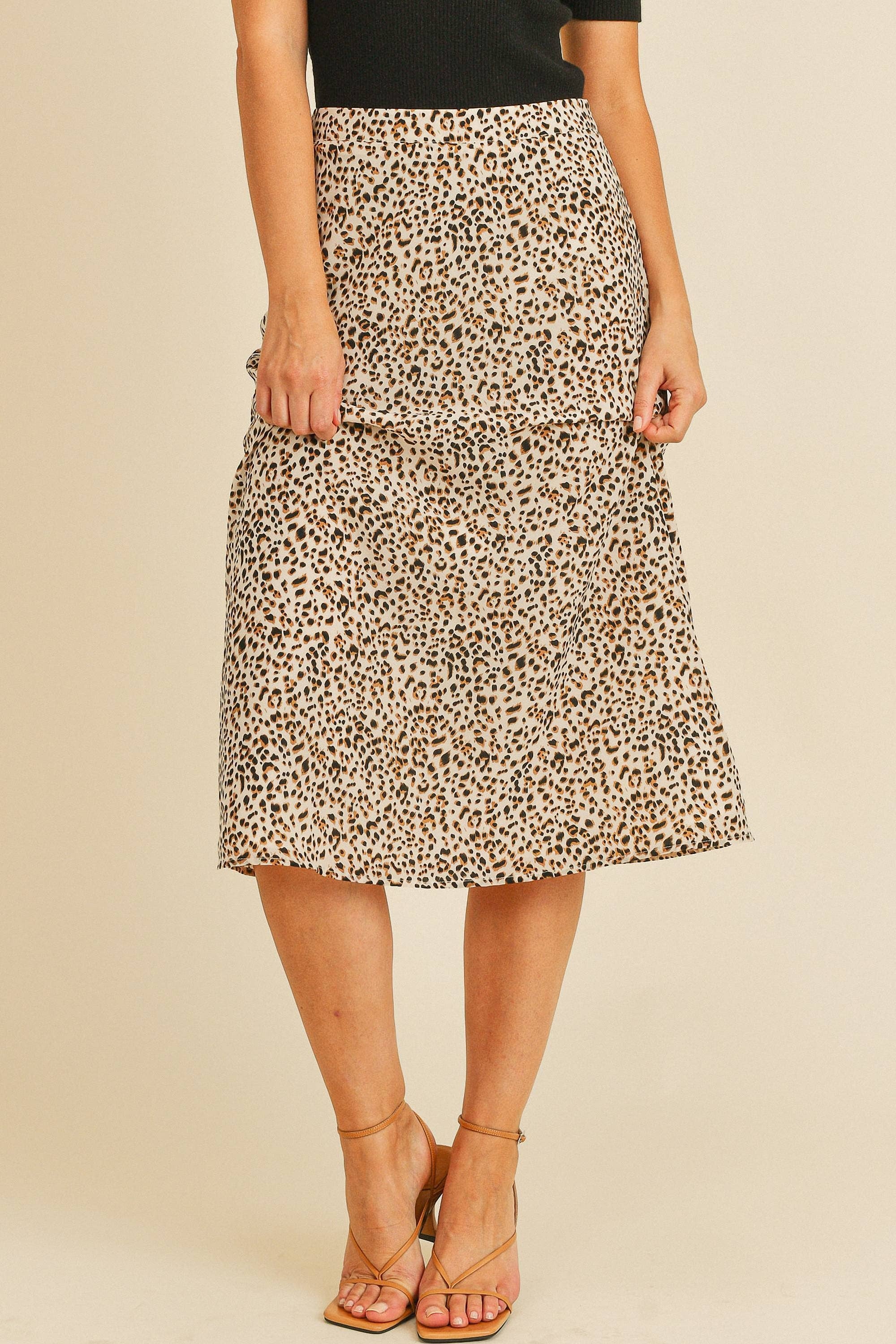 Three dots leopard midi skirt online